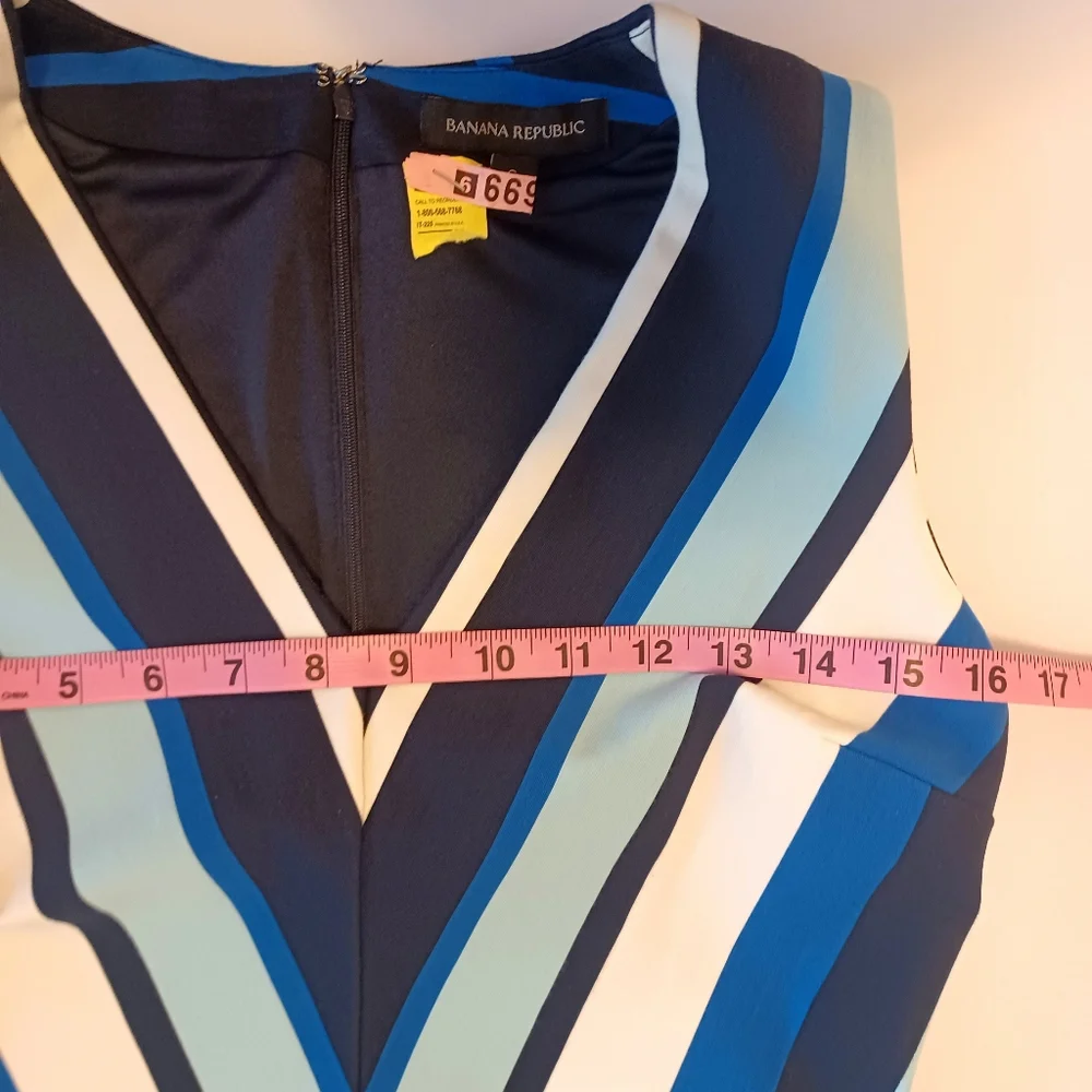 Banana Republic Ponte Blue Stripe Sheath Dress Women's Sz 6 - Picture 6 of 8